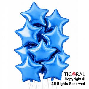 SET DE GLOBOS METALIZADOS ESTRELLA AZUL x 10 UNIDADES